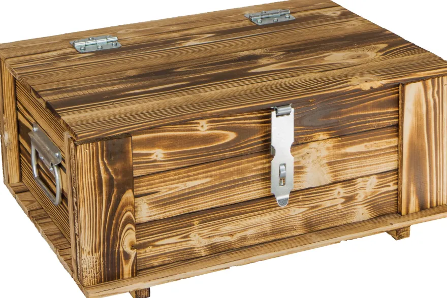 Truhe Hugo geflammt mit Deckel 50 x 36 x 26cm