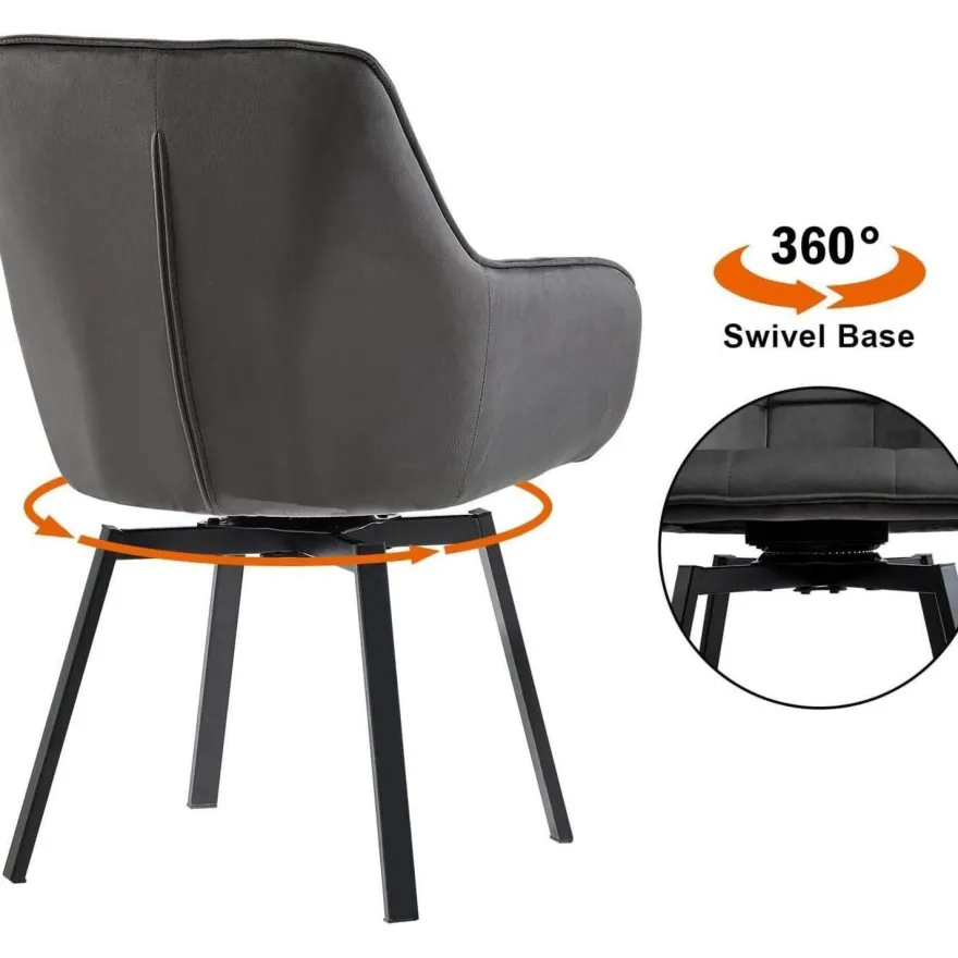 Tukailai Esszimmerstühle Drehbar 4er Set, Samt mit Armlehnen, Rückenlehne