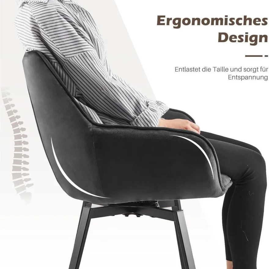 Tukailai Esszimmerstühle Drehbar 4er Set, Samt mit Armlehnen, Rückenlehne