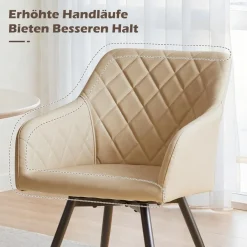Tukailai Esszimmerstühle 2er Set, drehbar mit Rückenlehne und Armlehnen aus