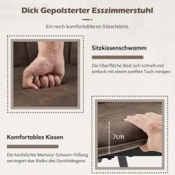 Tukailai Esszimmerstühle 4er Set Drehstuhl Braun mit Armlehnen in Lederoptik