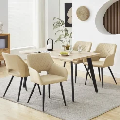 Tukailai Esszimmerstühle 4er Set, gepolsterte Küchenstühle in Lederoptik
