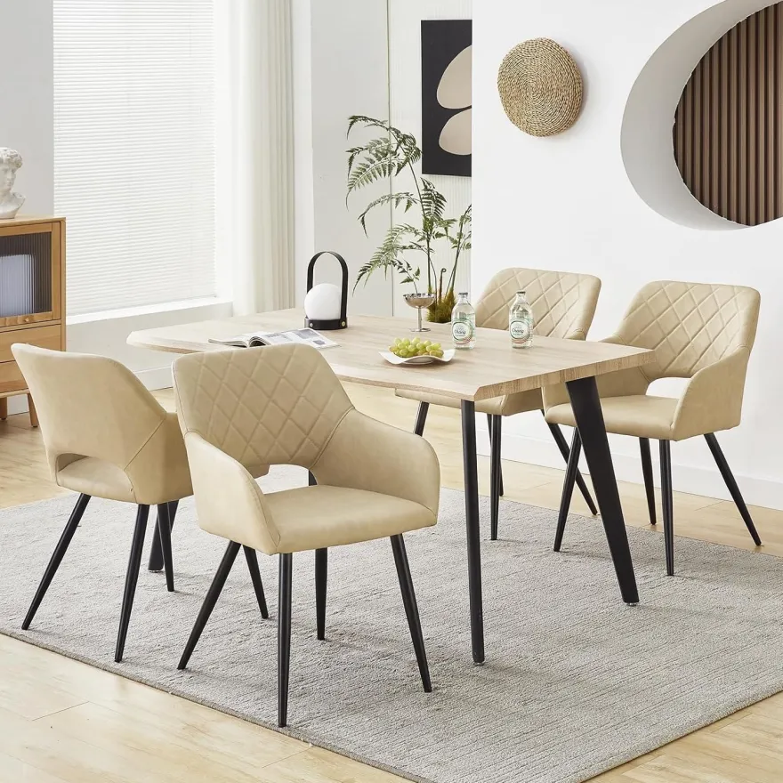 Tukailai Esszimmerstühle 4er Set, gepolsterte Küchenstühle in Lederoptik