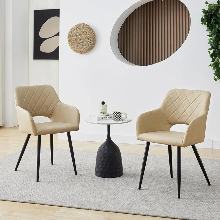 Tukailai Esszimmerstühle 4er Set, gepolsterte Küchenstühle in Lederoptik