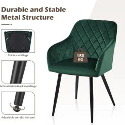 Tukailai Esszimmerstühle 4er Set Samt, Polsterstühle mit Armlehnen und