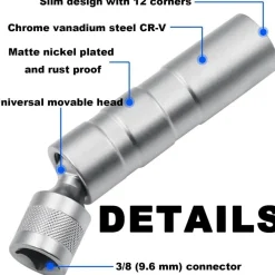 TUZHE Zündkerzenschlüssel Set 14mm & 16mm, 2 Stück, Magnetisch, Flexibel