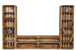 TV-Board Steven mit hohen Regalkisten Lowboard TV Wand Wohnwand Holz Fernseh Ferns