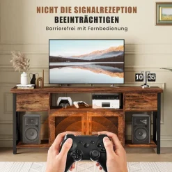 TV Schrank Industrial Stil 140cm Fernsehtisch 2 Schränke Holz Lowboard