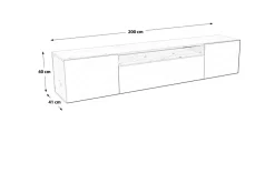 TV-Schrank Rico Fernsehschrank TV-Lowboard 200 cm Push-To-Open Funktion Wandmontage