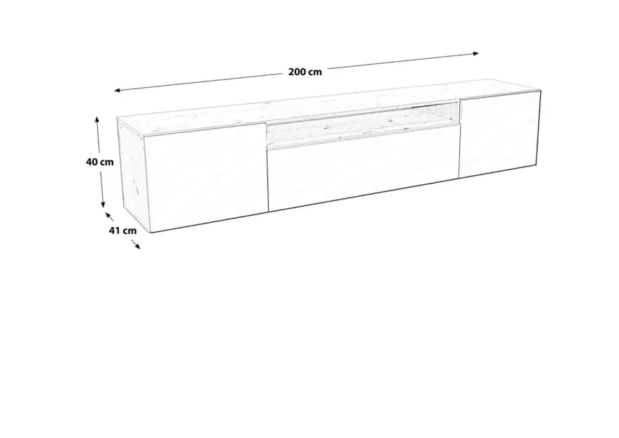 TV-Schrank Rico Fernsehschrank TV-Lowboard 200 cm Push-To-Open Funktion Wandmontage