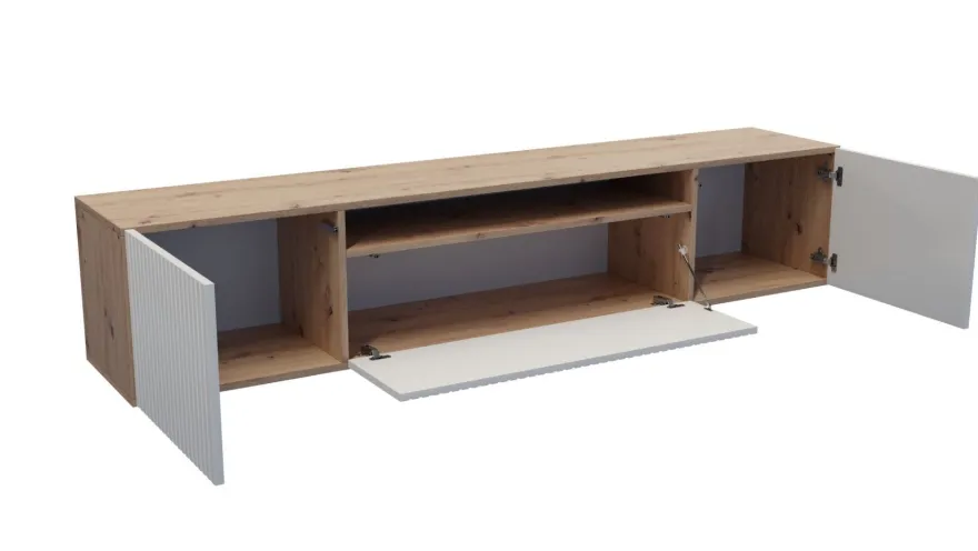 TV-Schrank Rico Fernsehschrank TV-Lowboard 200 cm Push-To-Open Funktion Wandmontage