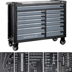 Twin Busch ® Werkzeugwagen, Werkstattwagen, 5 gefüllte Schubladen - TWW13G-5