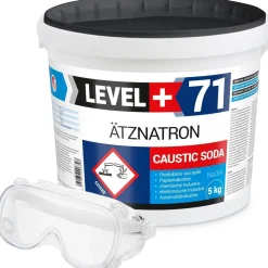 Ätznatron Eimer 1x5kg Kaustisches Soda NaOH + Schutzbrille Set L+71