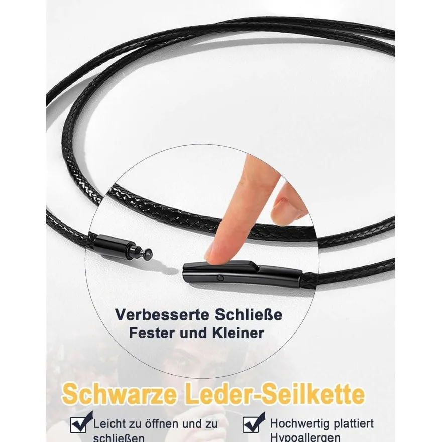 U7 Damen Herren geflochtene Wachsschurkette 2mm/3mm Schwarz/Braun, Edelstahl