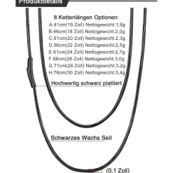 U7 Damen Herren geflochtene Wachsschurkette 2mm/3mm Schwarz/Braun, Edelstahl