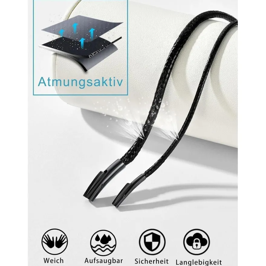 U7 Damen Herren geflochtene Wachsschurkette 2mm/3mm Schwarz/Braun, Edelstahl