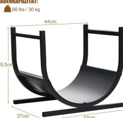 U-förmiges Kaminholzregal Metall, Brennholzregal Feuerholzregal Holzscheitregal 43cm