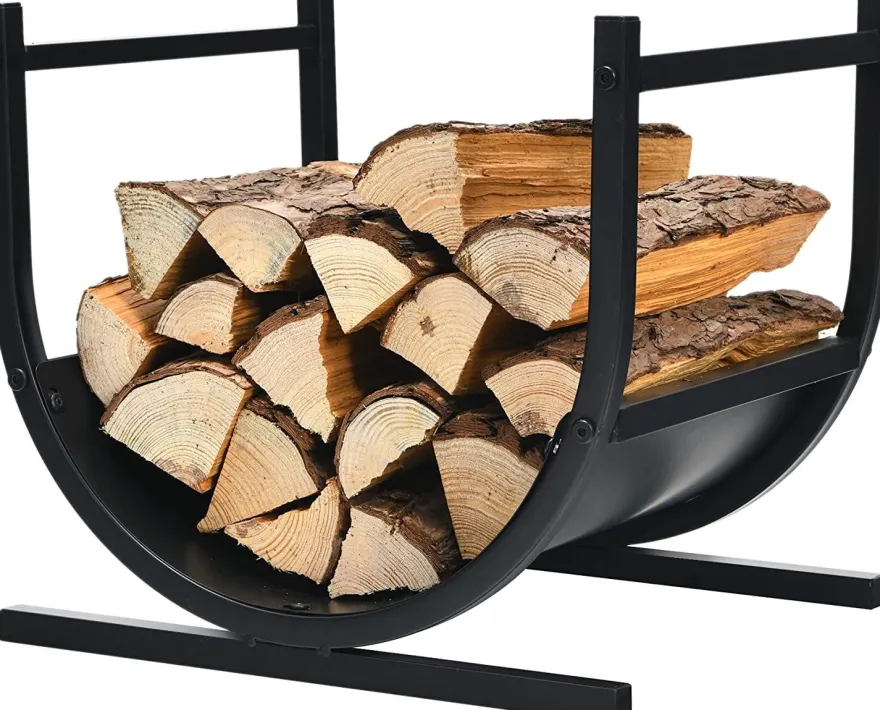 U-förmiges Kaminholzregal Metall, Brennholzregal Feuerholzregal Holzscheitregal 43cm