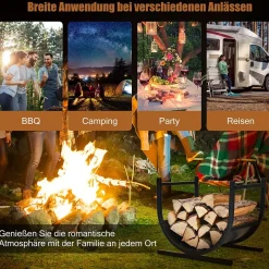 U-förmiges Kaminholzregal Metall, Brennholzregal Feuerholzregal Holzscheitregal 43cm