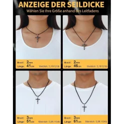 U7 geflochtene Wachsschurkette 3mm, schwarz, 66cm - Modeschmuck für Damen und