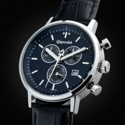 Uhr Herrenuhr Chronograph Gigandet Classico G6-010 Blau Schwarz Lederband Datum