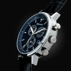 Uhr Herrenuhr Chronograph Gigandet Classico G6-010 Blau Schwarz Lederband Datum