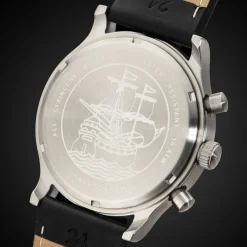 Uhr Herrenuhr Chronograph Gigandet Destination G15-002 Silber Schwarz Datum Lederband