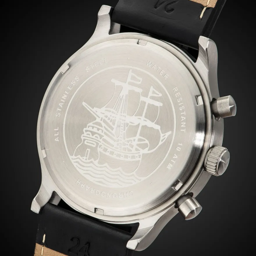 Uhr Herrenuhr Chronograph Gigandet Destination G15-002 Silber Schwarz Datum Lederband
