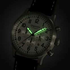 Uhr Herrenuhr Chronograph Gigandet Destination G15-002 Silber Schwarz Datum Lederband