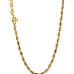 U7 Klassische Kordelkette für Damen und Herren, Edelstahl 18k vergoldet, 3mm