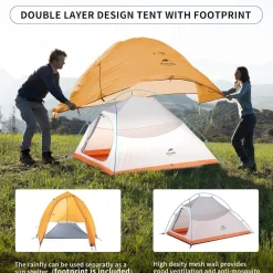 Ultraleichtes Naturehike Cloud up 2 Zelt 2 Personen Wasserdicht Orange