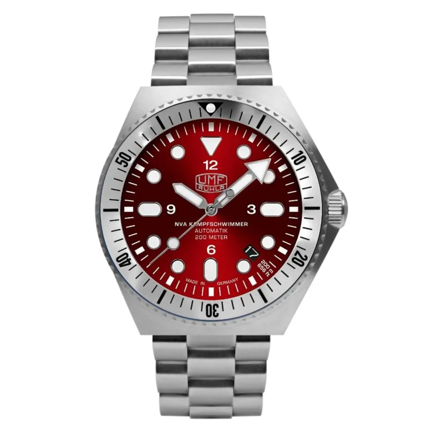 UMF Ruhla 1928M-7 rot Armbanduhr NVA Kampfschwimmer Automatik, Saphirglas, 42mm