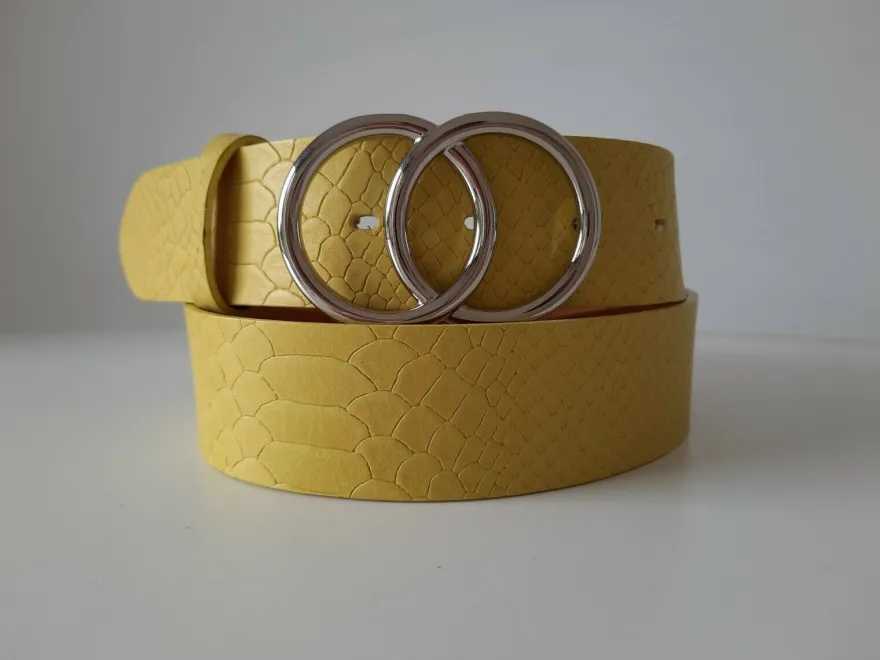 umjuBELT Gürtel Amarillo gelb Echtleder 80 85 90 95 100 105 Snake Prägung
