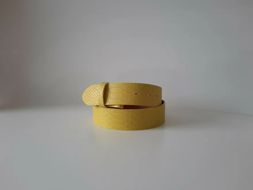 umjuBELT Gürtel Amarillo gelb Echtleder 80 85 90 95 100 105 Snake Prägung