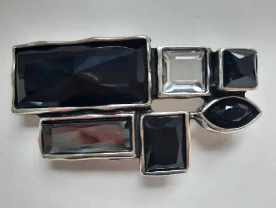 umjuBELT Mosaik black schwarz StrassStein Gürtelschnalle Schließe Buckle 9x4,5