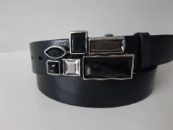 umjuBELT Mosaik black schwarz StrassStein Gürtelschnalle Schließe Buckle 9x4,5