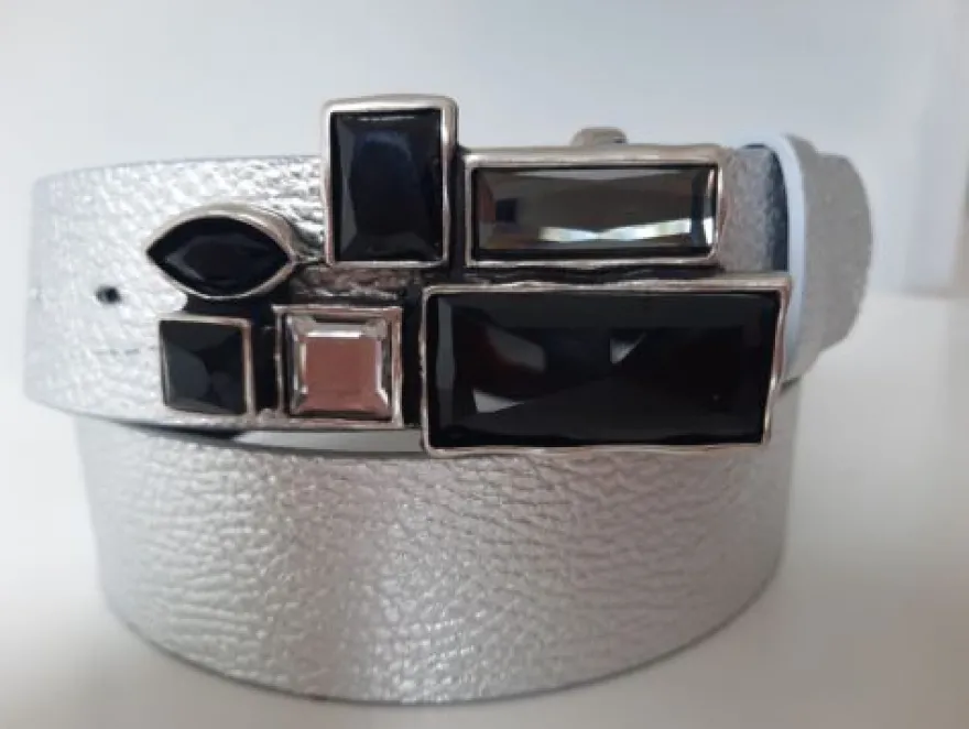 umjuBELT Mosaik black schwarz StrassStein Gürtelschnalle Schließe Buckle 9x4,5