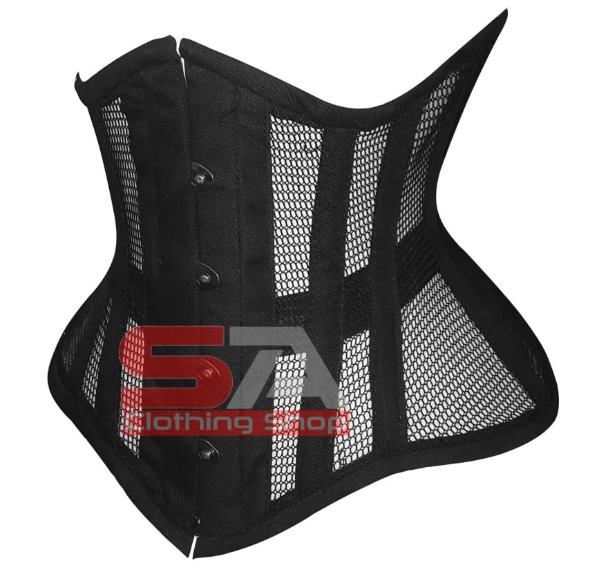 Underbust Corset black Mesh Gothic Steel Boned Victorian Waist Cincher C49MC