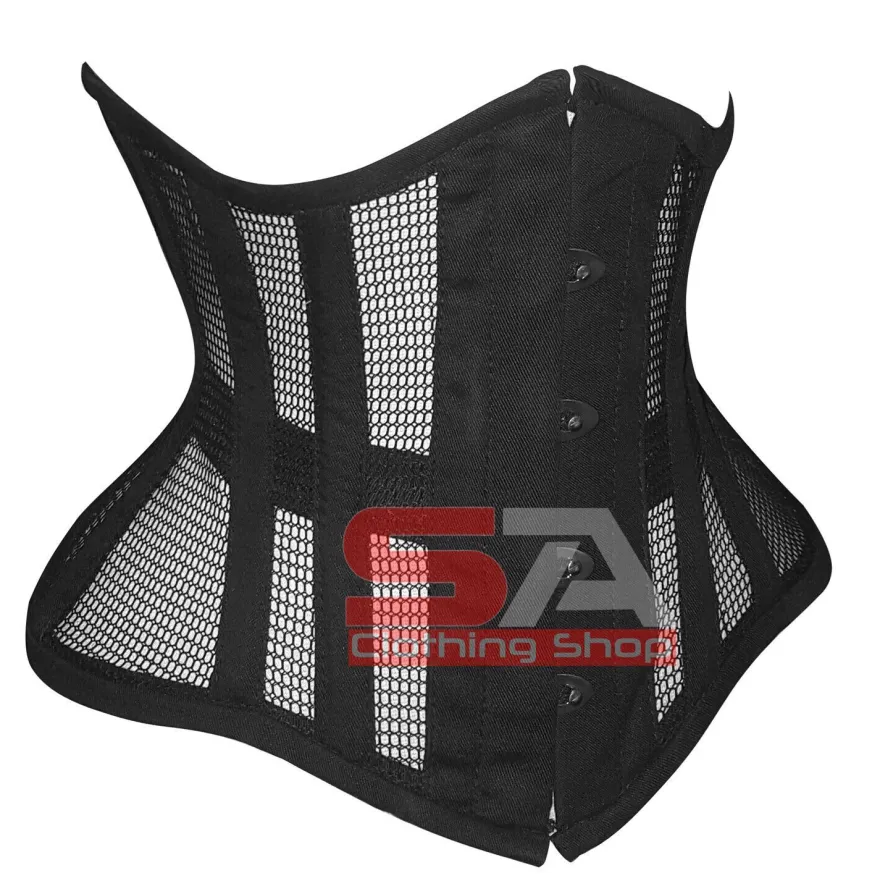 Underbust Corset black Mesh Gothic Steel Boned Victorian Waist Cincher C49MC