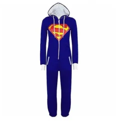 Unisex Batman One-Piece Hooded Pyjama Winter Superman Cosplay Kostüm Schlafanzug