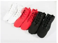 Unisex Kinder Canvas Ballet Tanzschuhe Schnurschuhe Jazzschuhe Rot/ Schwarz/ Weib