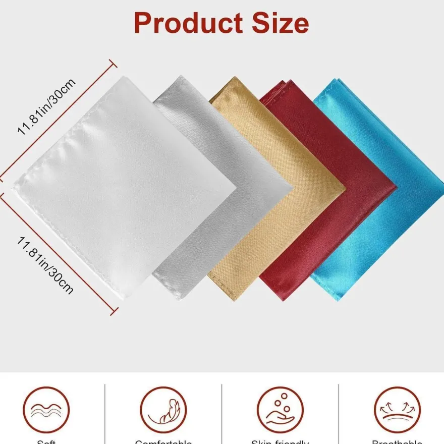 URAQT Herren Einstecktuch Uni Rotwein, 30x30 cm, 100% Polyester-Seide