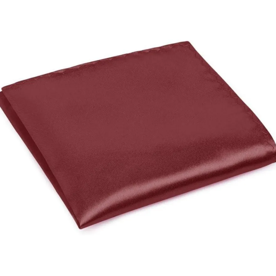 URAQT Herren Einstecktuch Uni Rotwein, 30x30 cm, 100% Polyester-Seide