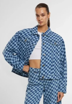 Urban Classics Damen Jeansjacke Ladies 80's Oversized Laser Printed Denim Jacket