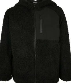 Urban Classics Jungen Jacke Boys Hooded Sherpa Zip Jacket Black