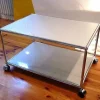 USM Haller Beistelltisch Couchtisch Reinweiß / weiß, Design Möbel MwSt. Rollen