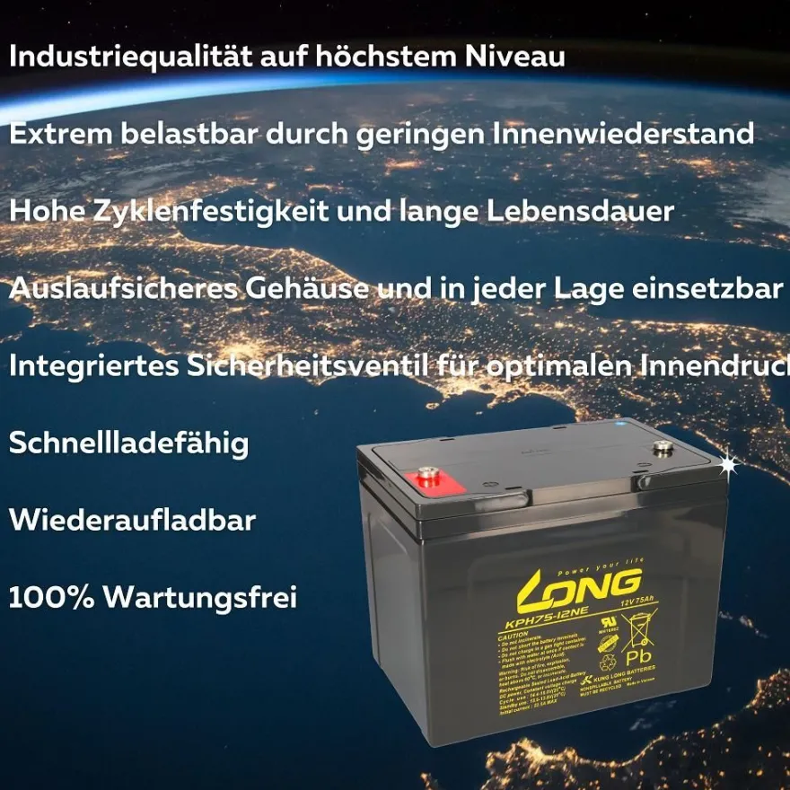 24V 75Ah Akku-Satz passend für Ortopedia Allround 970 – 2x Kung Long KPH75-12NE