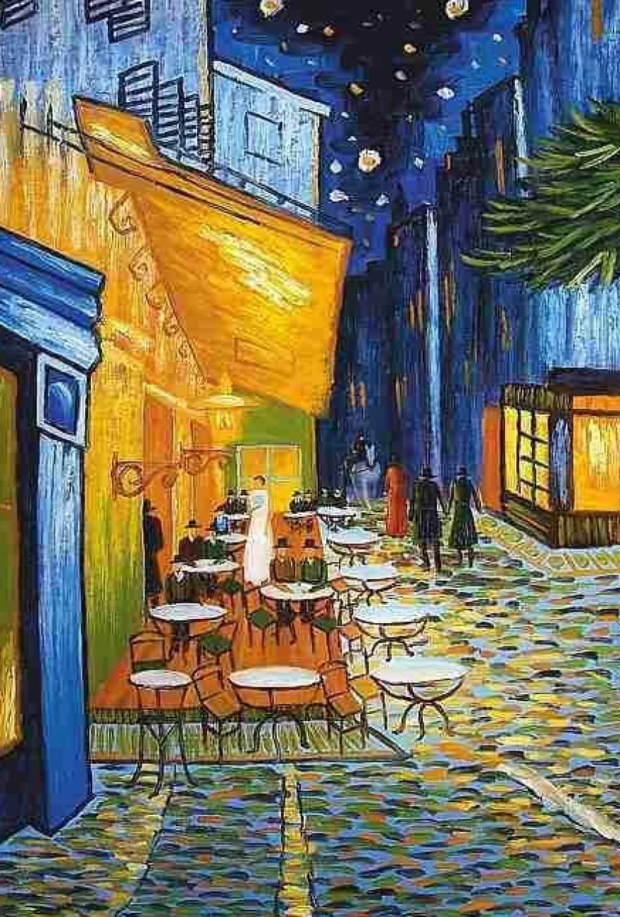 Van Gogh, Caféterrasse am Abend - Nachtcafe Leinwandbild auf Keilrahmen gespannt