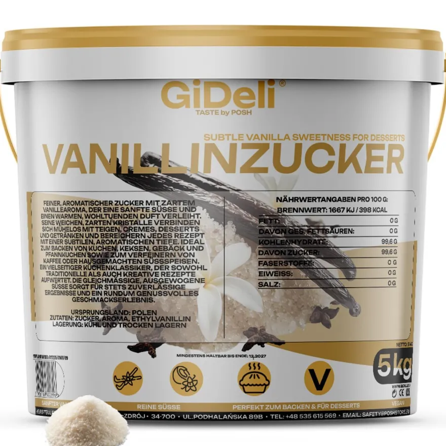 Vanillinzucker 5kg Intensiv Vanille Aroma Backaroma Gebäck Schlagsahne GiDeli