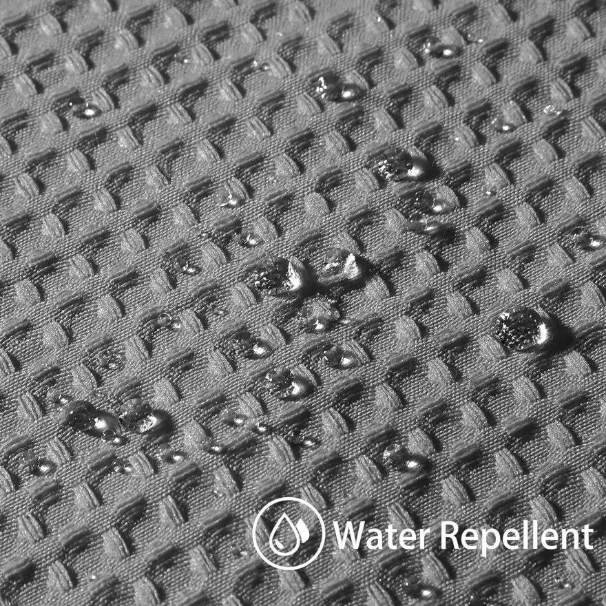 Vanzavanzu Waffel Duschvorhang aus Stoff, wasserdicht, mit Metallringen